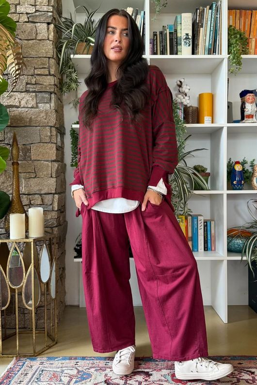 Sunday Morning Chill Sweatshirt Burgundy & Chocolate